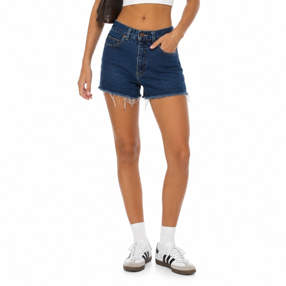 Caslon High Rise Raw Hem Denim Jean Shorts Dark Wash Boho Festival Size 8L